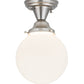 Meyda Lighting Revival 8" Brushed Nickel Schoolhouse Flush Mount Light With White Globe Shade Glass