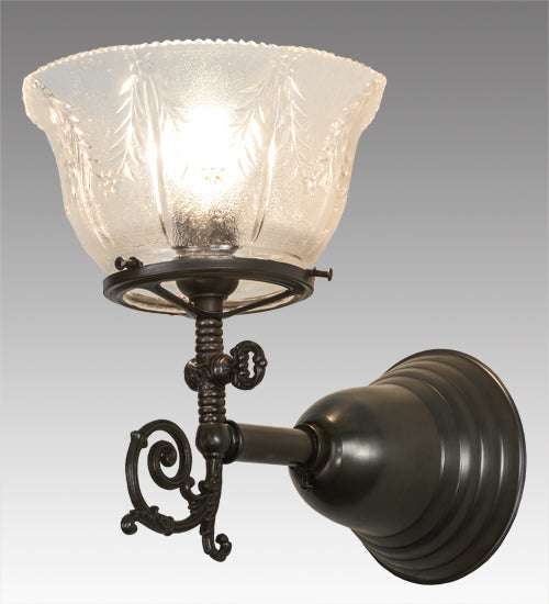 Meyda Lighting Revival 8" Craftsman Brown Gas & Electric Wall Sconce With Clear Shade Glass