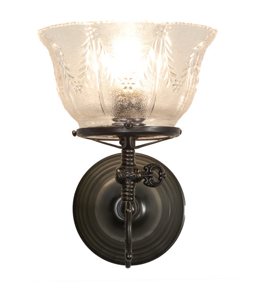 Meyda Lighting Revival 8" Craftsman Brown Gas & Electric Wall Sconce With Clear Shade Glass