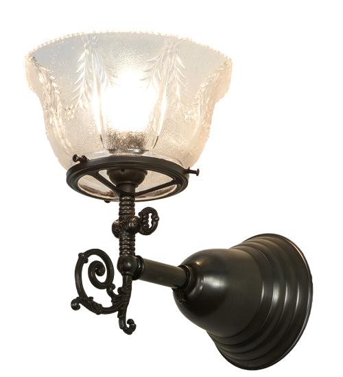 Meyda Lighting Revival 8" Craftsman Brown Gas & Electric Wall Sconce With Clear Shade Glass