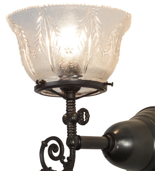 Meyda Lighting Revival 8" Craftsman Brown Gas & Electric Wall Sconce With Clear Shade Glass