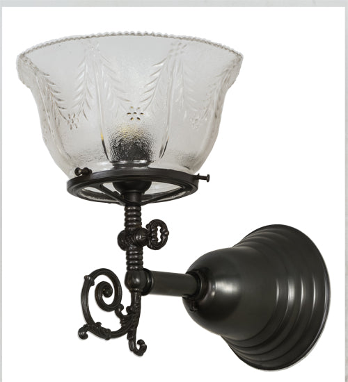 Meyda Lighting Revival 8" Craftsman Brown Gas & Electric Wall Sconce With Clear Shade Glass
