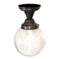 Meyda Lighting Revival 8" Craftsman Brown On Brass Schoolhouse Semi-flush Mount Light With Clear Shade Glass