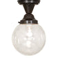 Meyda Lighting Revival 8" Craftsman Brown On Brass Schoolhouse Semi-flush Mount Light With Clear Shade Glass