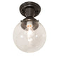 Meyda Lighting Revival 8" Craftsman Brown On Brass Schoolhouse Semi-flush Mount Light With Clear Shade Glass