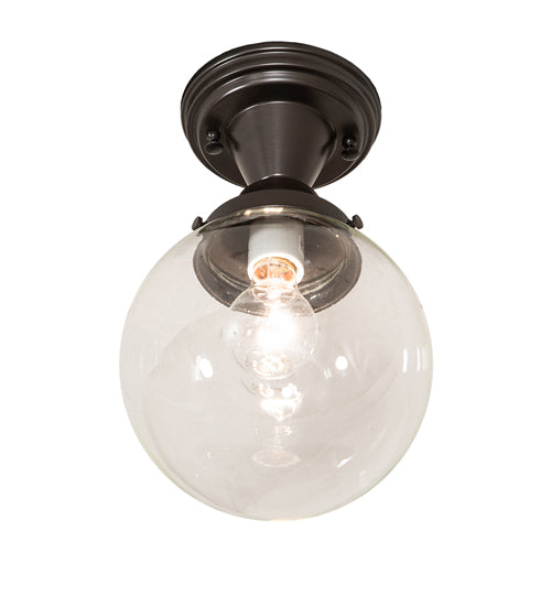 Meyda Lighting Revival 8" Craftsman Brown On Brass Schoolhouse Semi-flush Mount Light With Clear Shade Glass