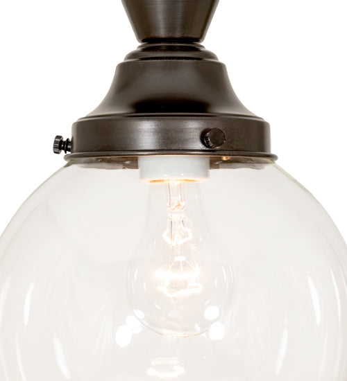 Meyda Lighting Revival 8" Craftsman Brown On Brass Schoolhouse Semi-flush Mount Light With Clear Shade Glass
