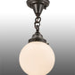 Meyda Lighting Revival 8" Craftsman Brown Schoolhouse Flush Mount Light With White Globe Shade Glass