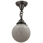 Meyda Lighting Revival 8" Craftsman Brown Schoolhouse Flush Mount Light With White Globe Shade Glass
