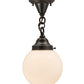 Meyda Lighting Revival 8" Craftsman Brown Schoolhouse Flush Mount Light With White Globe Shade Glass