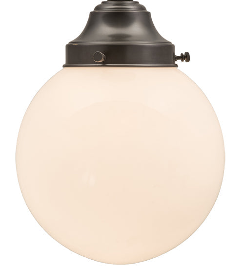 Meyda Lighting Revival 8" Craftsman Brown Schoolhouse Flush Mount Light With White Globe Shade Glass