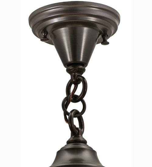 Meyda Lighting Revival 8" Craftsman Brown Schoolhouse Flush Mount Light With White Globe Shade Glass
