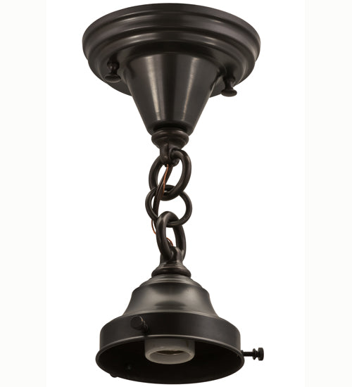 Meyda Lighting Revival 8" Craftsman Brown Schoolhouse Flush Mount Light With White Globe Shade Glass