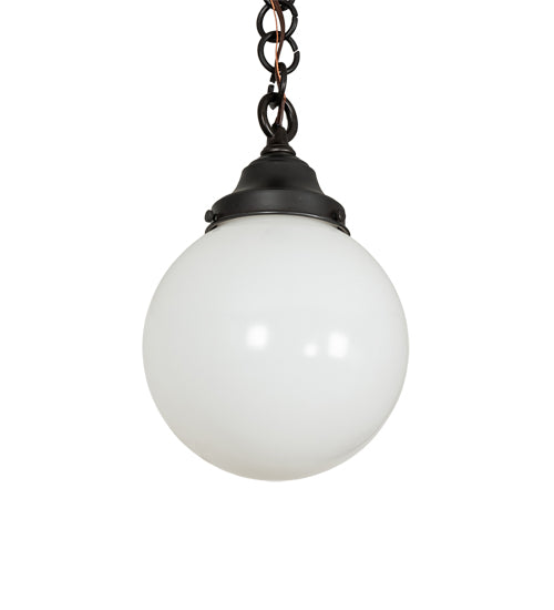Meyda Lighting Revival 8" Craftsman Brown Schoolhouse Mini Pendant Light With White Art Shade Glass