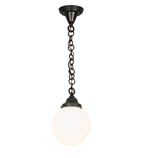 Meyda Lighting Revival 8" Craftsman Brown Schoolhouse Pendant Light With White Art Shade Glass