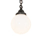 Meyda Lighting Revival 8" Craftsman Brown Schoolhouse Pendant Light With White Art Shade Glass