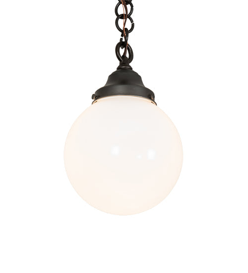 Meyda Lighting Revival 8" Craftsman Brown Schoolhouse Pendant Light With White Art Shade Glass