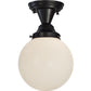 Meyda Lighting Revival 8" Craftsman Brown Schoolhouse Semi-flush Mount Ceiling Light With White Globe Shade Glass