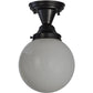 Meyda Lighting Revival 8" Craftsman Brown Schoolhouse Semi-flush Mount Ceiling Light With White Globe Shade Glass
