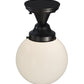 Meyda Lighting Revival 8" Craftsman Brown Schoolhouse Semi-flush Mount Ceiling Light With White Globe Shade Glass