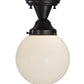 Meyda Lighting Revival 8" Craftsman Brown Schoolhouse Semi-flush Mount Ceiling Light With White Globe Shade Glass