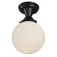 Meyda Lighting Revival 8" Craftsman Brown Schoolhouse Semi-flush Mount Ceiling Light With White Globe Shade Glass