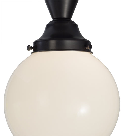 Meyda Lighting Revival 8" Craftsman Brown Schoolhouse Semi-flush Mount Ceiling Light With White Globe Shade Glass
