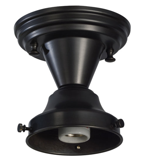 Meyda Lighting Revival 8" Craftsman Brown Schoolhouse Semi-flush Mount Ceiling Light With White Globe Shade Glass