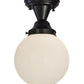 Meyda Lighting Revival 8" Craftsman Brown Schoolhouse Semi-flush Mount Ceiling Light With White Globe Shade Glass