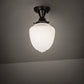 Meyda Lighting Revival 8" Craftsman Brown Schoolhouse Semi-flush Mount Light With White Shade Glass