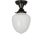 Meyda Lighting Revival 8" Craftsman Brown Schoolhouse Semi-flush Mount Light With White Shade Glass