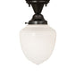 Meyda Lighting Revival 8" Craftsman Brown Schoolhouse Semi-flush Mount Light With White Shade Glass