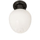Meyda Lighting Revival 8" Craftsman Brown Schoolhouse Semi-flush Mount Light With White Shade Glass