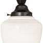 Meyda Lighting Revival 8" Craftsman Brown Schoolhouse Semi-flush Mount Light With White Shade Glass