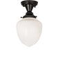 Meyda Lighting Revival 8" Craftsman Brown Schoolhouse Semi-flush Mount Light With White Shade Glass