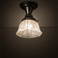 Meyda Lighting Revival 8" Craftsman Brown Summer Wheat Flush Mount Light With Clear Textured Shade Glass