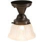 Meyda Lighting Revival 8" Craftsman Brown Summer Wheat Flush Mount Light With Clear Textured Shade Glass