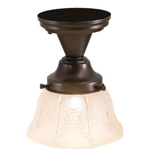Meyda Lighting Revival 8" Craftsman Brown Summer Wheat Flush Mount Light With Clear Textured Shade Glass