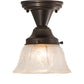 Meyda Lighting Revival 8" Craftsman Brown Summer Wheat Flush Mount Light With Clear Textured Shade Glass