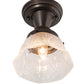 Meyda Lighting Revival 8" Craftsman Brown Summer Wheat Flush Mount Light With Clear Textured Shade Glass
