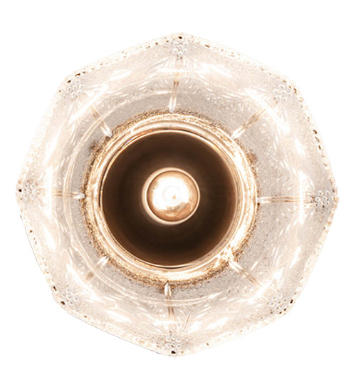 Meyda Lighting Revival 8" Craftsman Brown Summer Wheat Flush Mount Light With Clear Textured Shade Glass