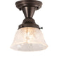 Meyda Lighting Revival 8" Craftsman Brown Summer Wheat Flush Mount Light With Clear Textured Shade Glass