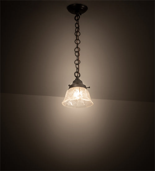 Meyda Lighting Revival 8" Craftsman Brown Summer Wheat Mini Pendant Light With Clear Textured Shade Glass