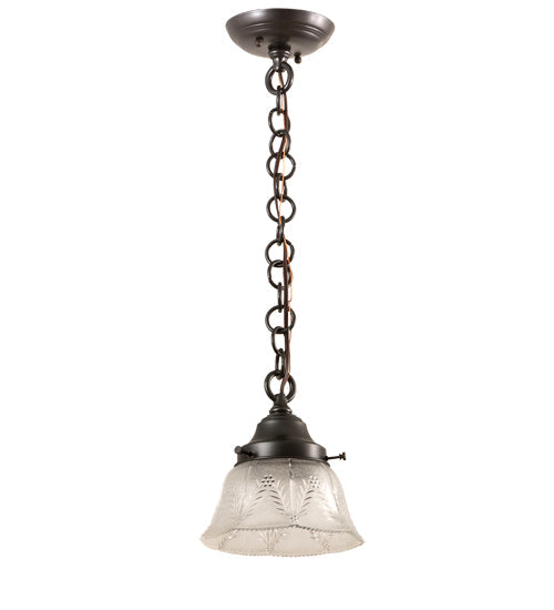 Meyda Lighting Revival 8" Craftsman Brown Summer Wheat Mini Pendant Light With Clear Textured Shade Glass