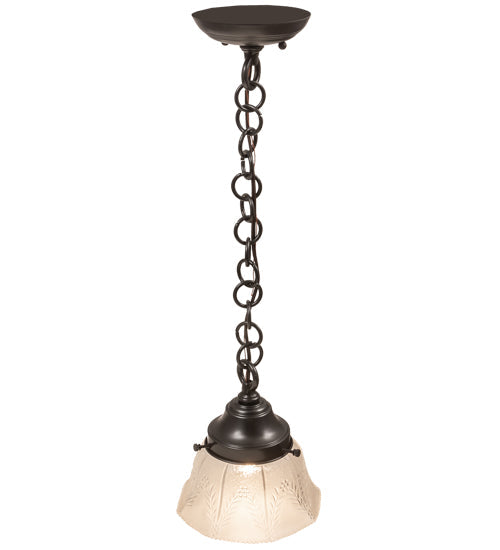 Meyda Lighting Revival 8" Craftsman Brown Summer Wheat Mini Pendant Light With Clear Textured Shade Glass
