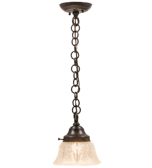 Meyda Lighting Revival 8" Craftsman Brown Summer Wheat Mini Pendant Light With Clear Textured Shade Glass