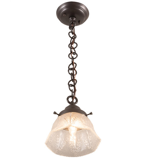 Meyda Lighting Revival 8" Craftsman Brown Summer Wheat Mini Pendant Light With Clear Textured Shade Glass