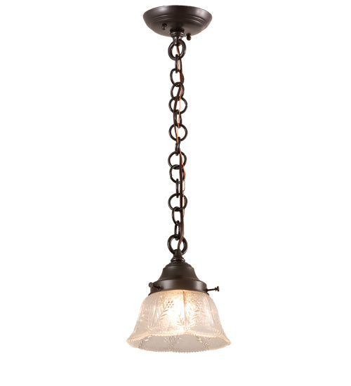 Meyda Lighting Revival 8" Craftsman Brown Summer Wheat Mini Pendant Light With Clear Textured Shade Glass