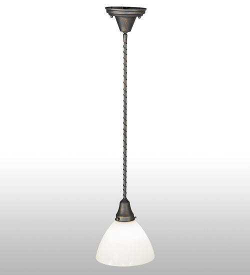 Meyda Lighting Revival 8" French Bronze Chelsea Goblet Pendant Light With White Opal Shade Glass