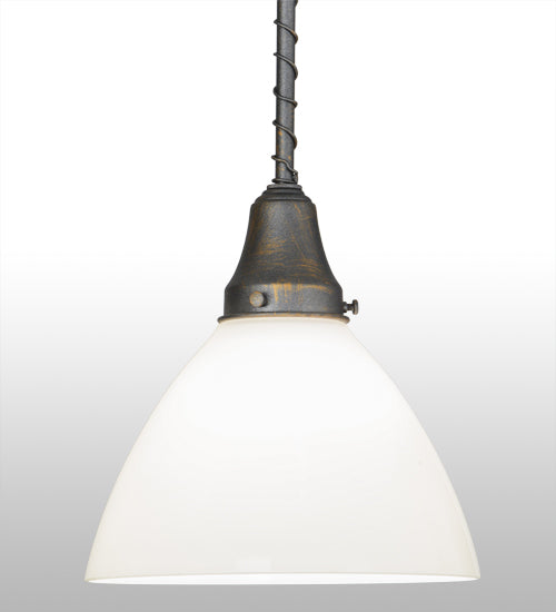 Meyda Lighting Revival 8" French Bronze Chelsea Goblet Pendant Light With White Opal Shade Glass